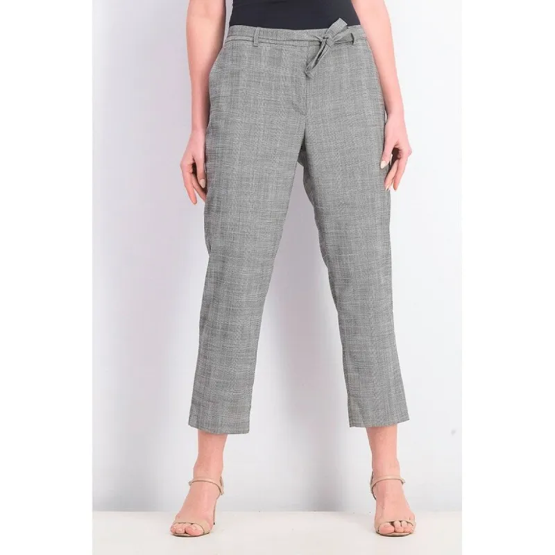 DKNY Women's Petite Belted Essex Ankle Plaid Pant Gray Size 6 sold by Zulily