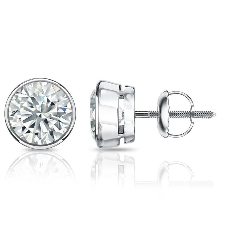 Auriya 1 3/4ctw Round Bezel Set Diamond Stud Earrings 14kt Gold GIA Certified sold by Zulily