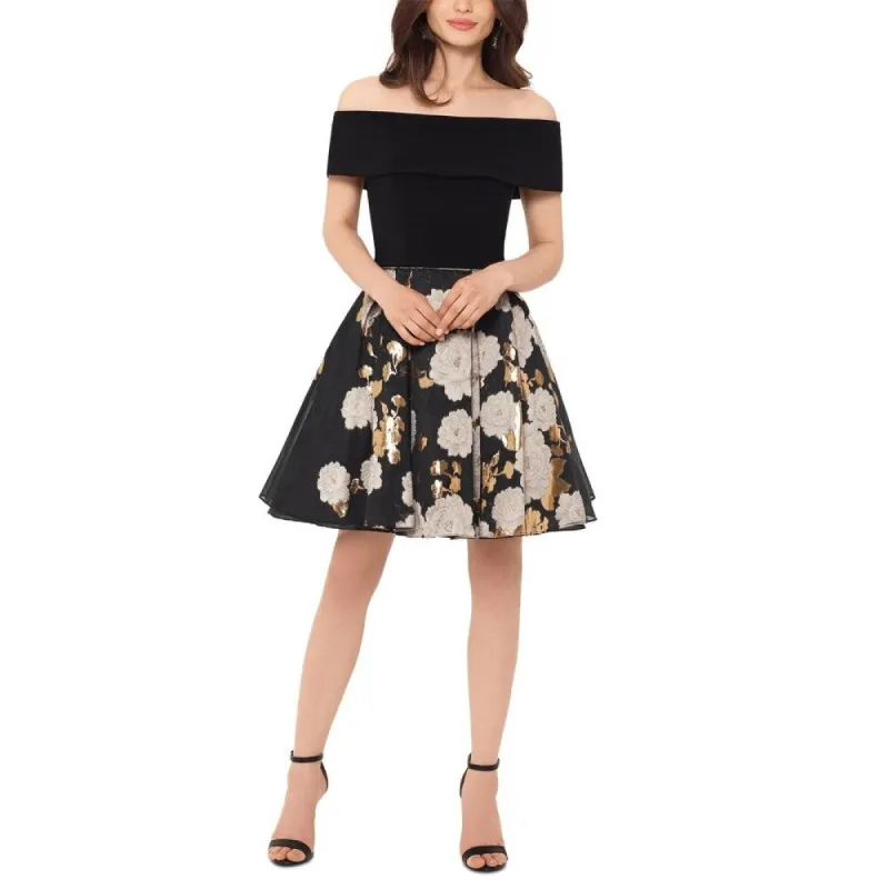 Betsy & Adam Women's Off The Shoulder Organza Party Dress Black Size 6 sold by Zulily