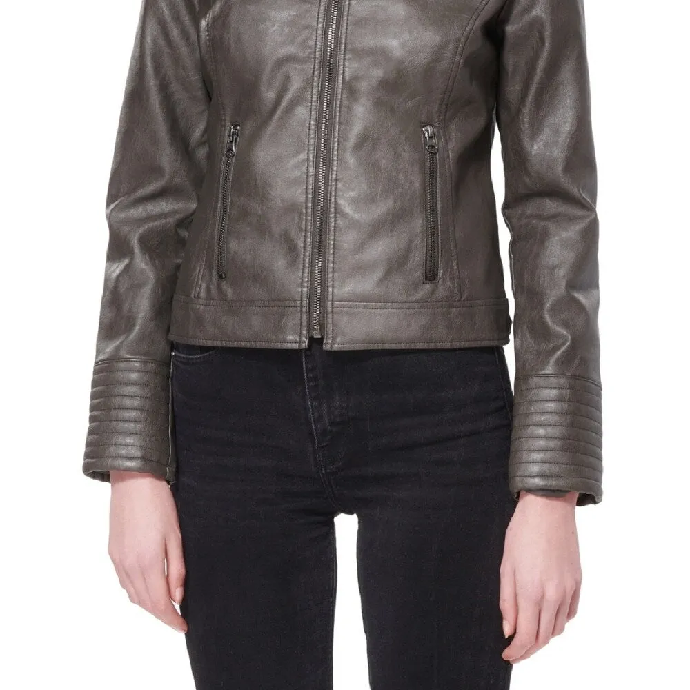 Maralyn & Me Junior's Faux Leather Jacket Gray Size X-Small sold by Zulily product image thumbnail 2