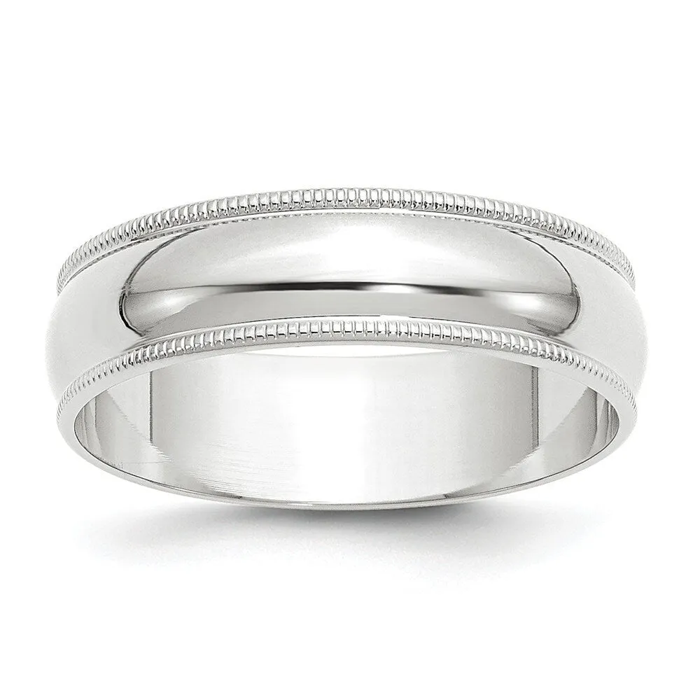 Curata 10k White Gold Unisex 6 mm Milgrain Half-Round Light Wedding Band (sizes 4-14) sold by Zulily