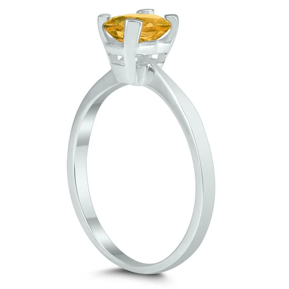 Emerald Shaped 6X4MM Citrine Solitaire Ring in 10K White Gold sold by Zulily product image thumbnail 2