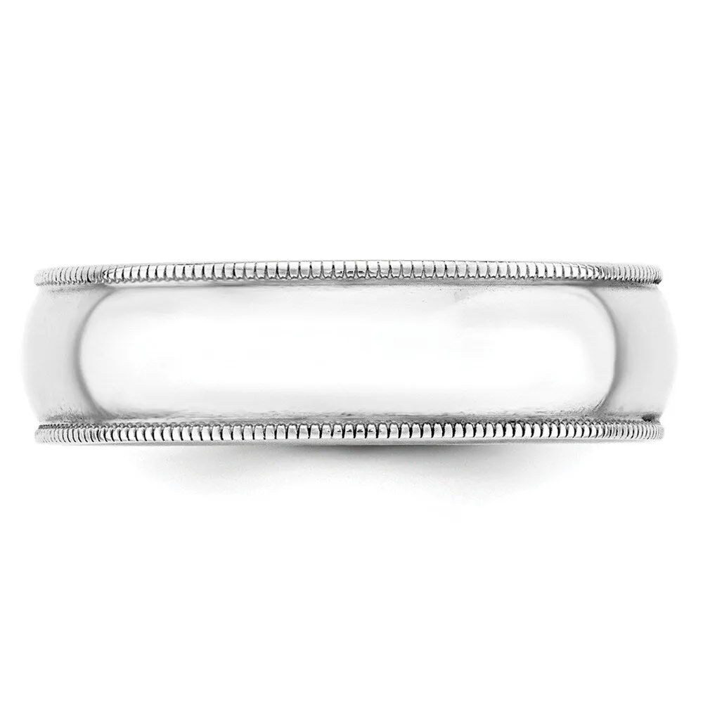 Curata 10k White Gold Unisex 6 mm Milgrain Half-Round Light Wedding Band (sizes 4-14) sold by Zulily product image thumbnail 4
