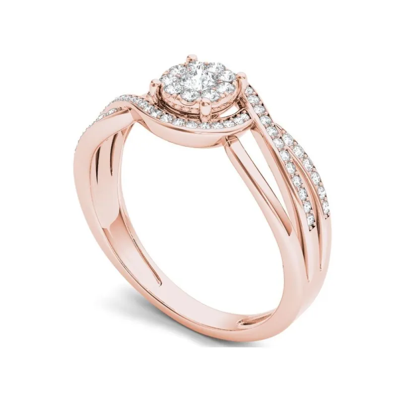 De Couer 1/4ct TDW Diamond Bypass Cluster Ring (H-I, I2) - Pink sold by Zulily