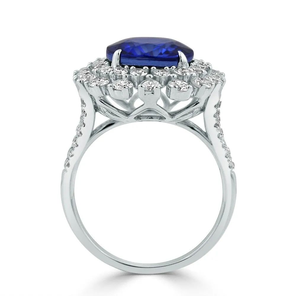 Auriya 7ct Oval-cut Blue Sapphire and 1 3/8ctw Halo Diamond Engagement Ring 18K Gold sold by Zulily product image thumbnail 5
