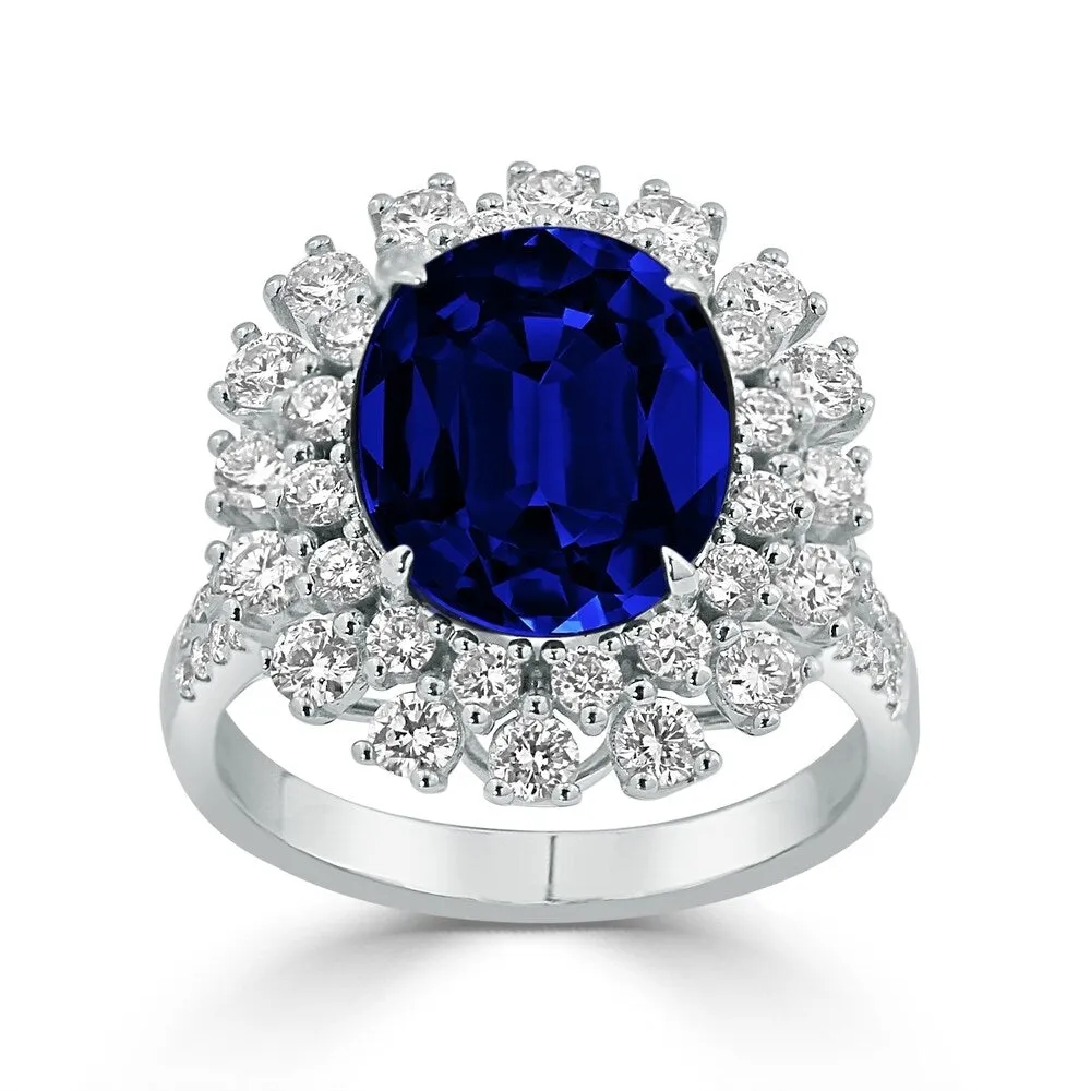 Auriya 7ct Oval-cut Blue Sapphire and 1 3/8ctw Halo Diamond Engagement Ring 18K Gold sold by Zulily product image thumbnail 3