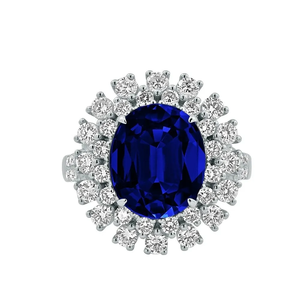 Auriya 7ct Oval-cut Blue Sapphire and 1 3/8ctw Halo Diamond Engagement Ring 18K Gold sold by Zulily product image thumbnail 2