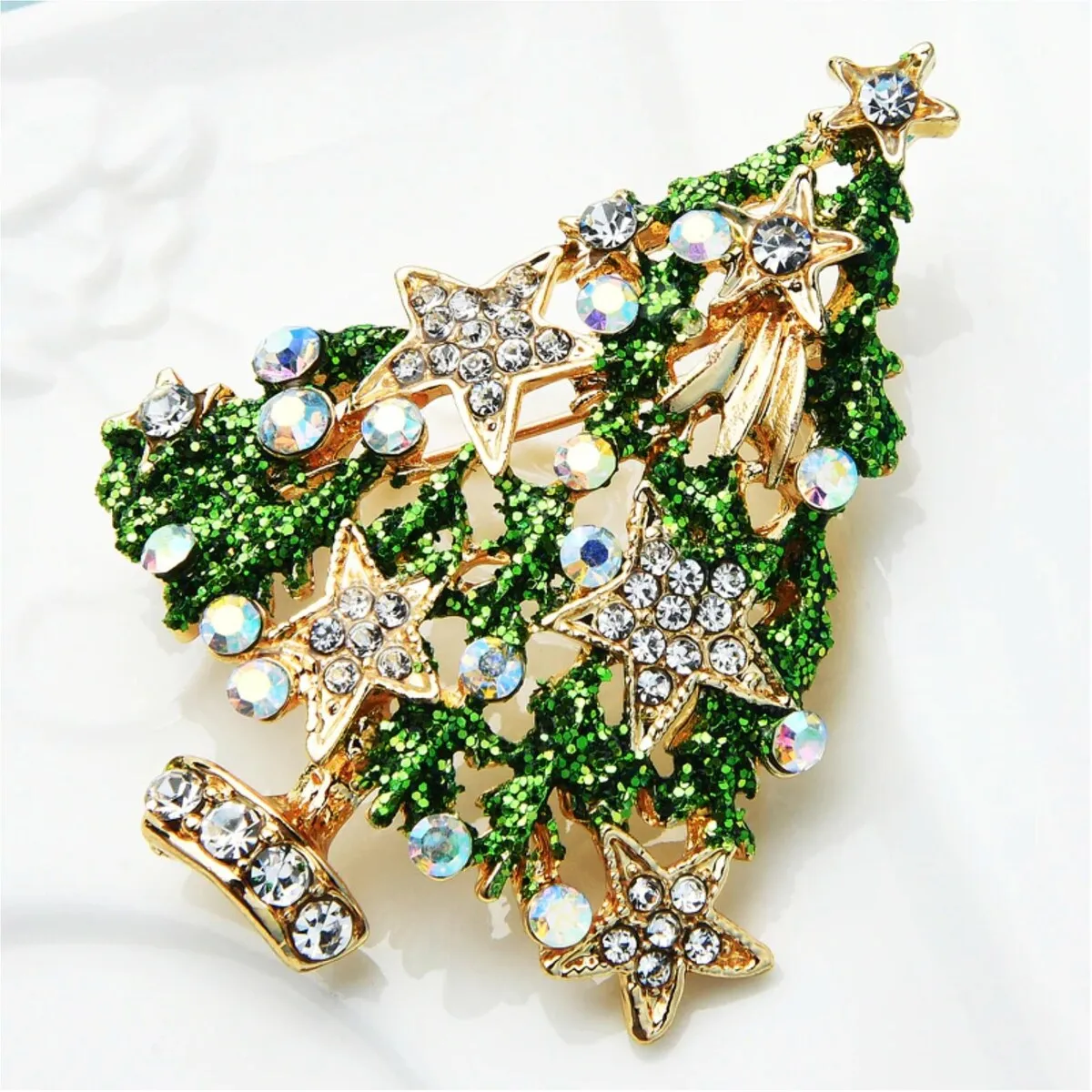 Don't AsK Glittering Christmas Tree Brooch with Star Accents sold by Zulily product image thumbnail 2