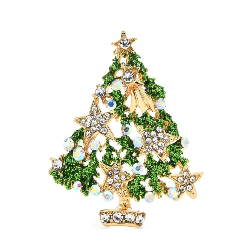 Don't AsK Glittering Christmas Tree Brooch with Star Accents sold by Zulily