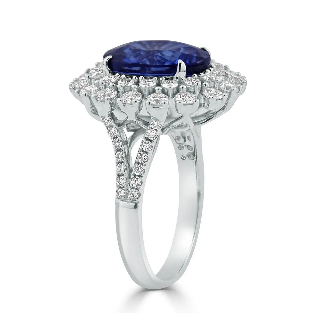 Auriya 7ct Oval-cut Blue Sapphire and 1 3/8ctw Halo Diamond Engagement Ring 18K Gold sold by Zulily product image thumbnail 4