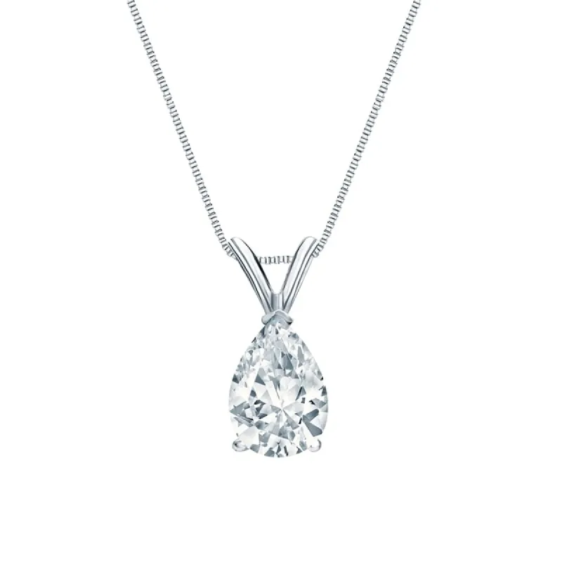 Auriya Platinum 1.00ctw Pear Solitaire Lab Grown Diamond Necklace V-End (H-I VS) Prong - 1 made by Zulily