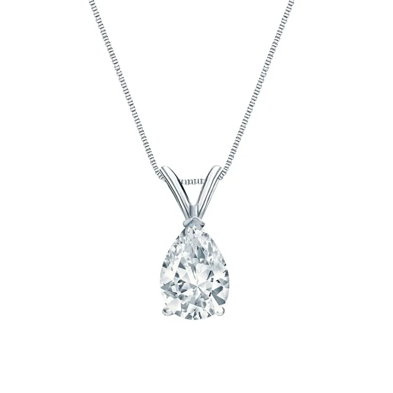 Auriya Platinum 1.00ctw Pear Solitaire Lab Grown Diamond Necklace V-End (H-I VS) Prong - 1 sold by Zulily