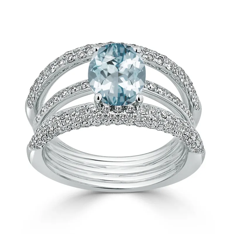 Auriya 1 1/2ct Oval Aquamarine and Diamond Ring 9/10ctw 18K Gold sold by Zulily