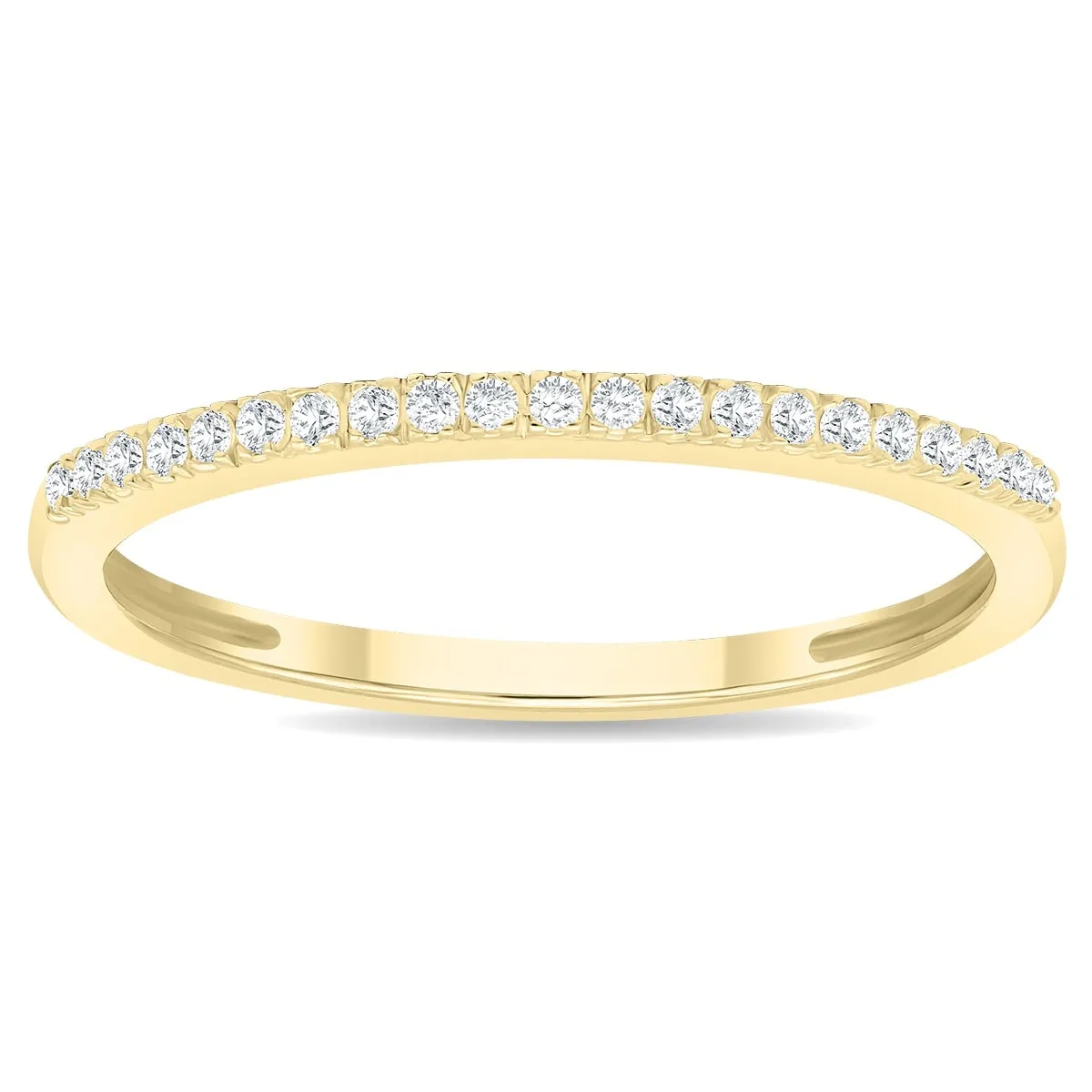 Women's 1/10 Carat TW 1MM Thin Diamond Wedding Band in 10K Yellow Gold sold by Zulily