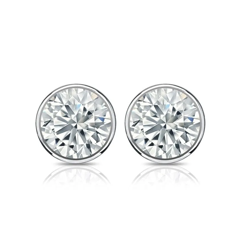 Auriya 1.70ctw Round Diamond Stud Earrings Bezel-set 18k Gold - GIA Certified sold by Zulily product image thumbnail 5