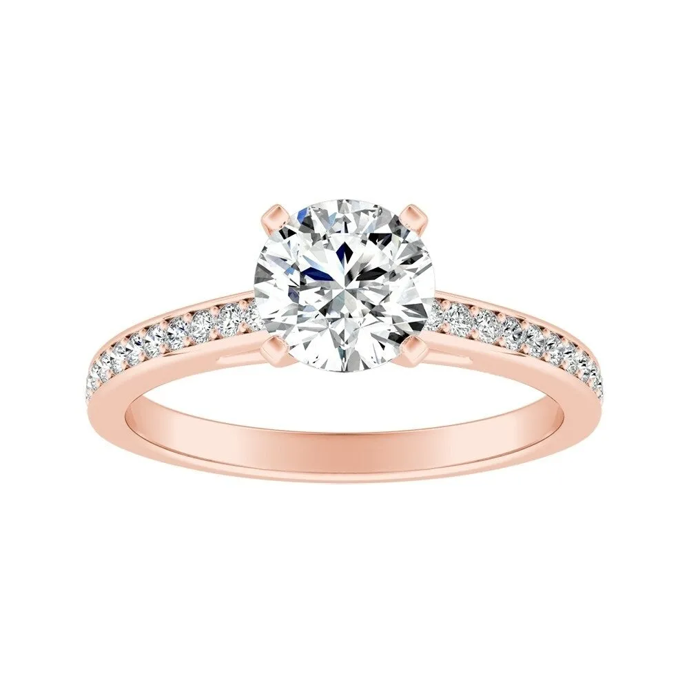 Auriya 1ct Round Moissanite and Diamond Engagement Ring 1/6ctw 14k Gold sold by Zulily product image thumbnail 3