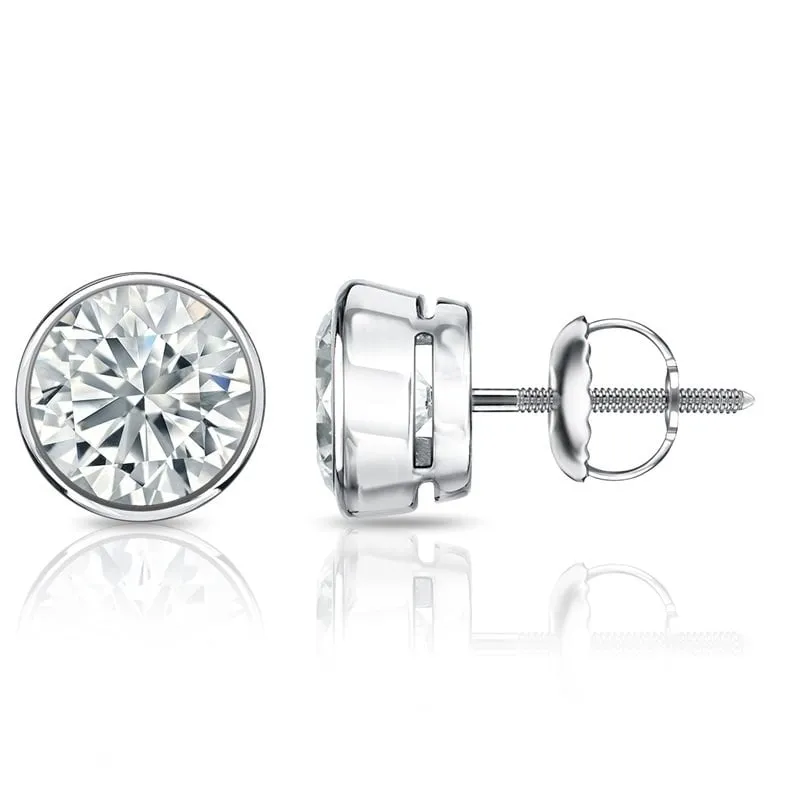 Auriya 1.70ctw Round Diamond Stud Earrings Bezel-set 18k Gold - GIA Certified sold by Zulily product image thumbnail 2