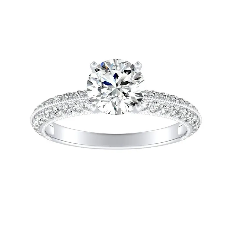 Auriya 1ct Round Moissanite and Diamond Engagement Ring 1/6ctw 14k Gold sold by Zulily
