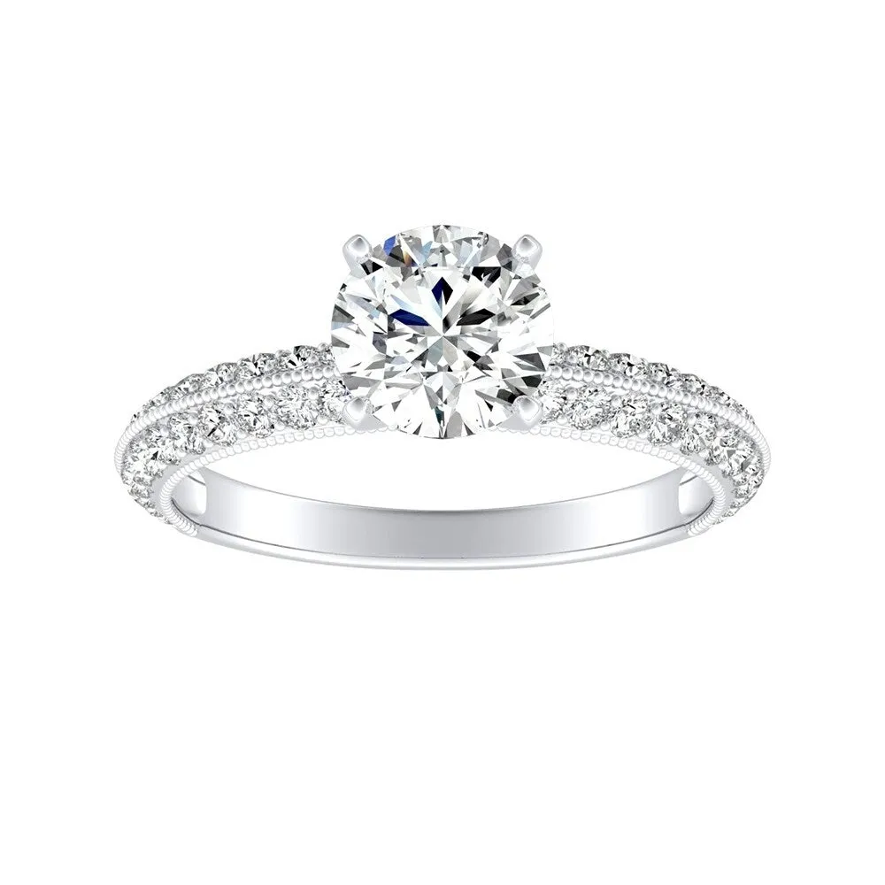 Auriya 1ct Round Moissanite and Diamond Engagement Ring 1/6ctw 14k Gold sold by Zulily