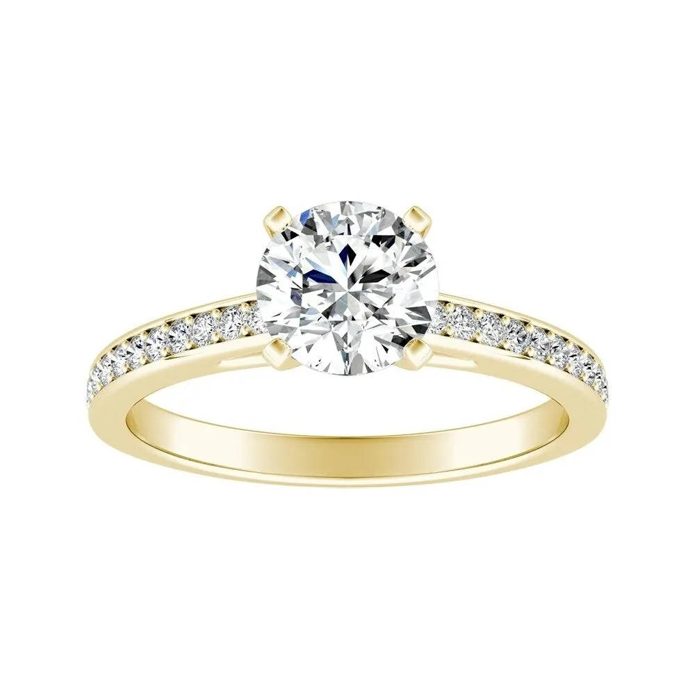 Auriya 1ct Round Moissanite and Diamond Engagement Ring 1/6ctw 14k Gold sold by Zulily product image thumbnail 2