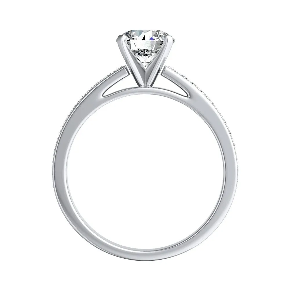 Auriya 1ct Round Moissanite and Diamond Engagement Ring 1/6ctw 14k Gold sold by Zulily product image thumbnail 4