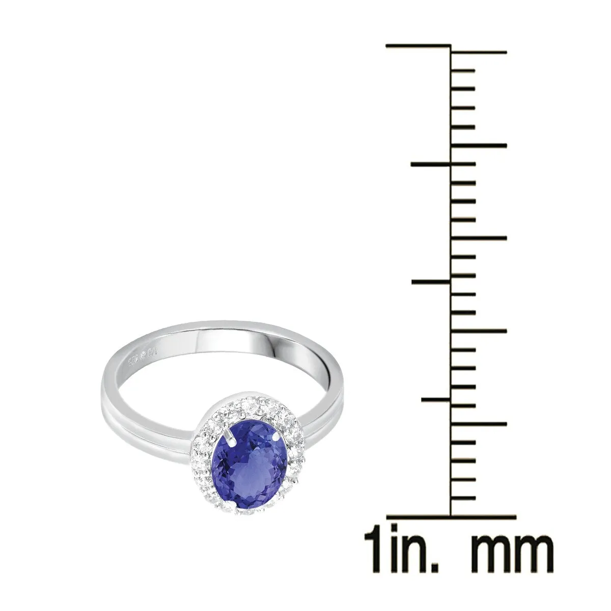 Sterling Silver with Natural Tanzanite and White Topaz Halo Ring sold by Zulily product image thumbnail 3