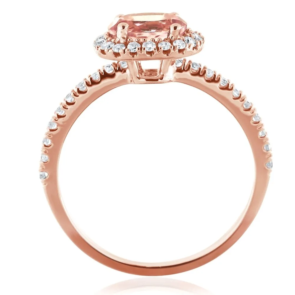 Auriya East West 3/4ct Oval Morganite and 1/3ctw Halo Diamond Engagement Ring 10-karat Rose Gold sold by Zulily product image thumbnail 2