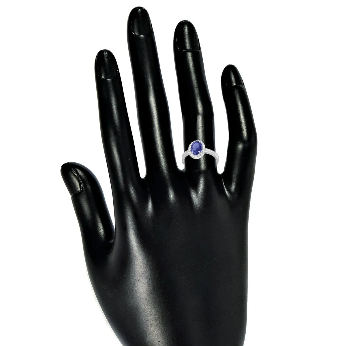 Sterling Silver with Natural Tanzanite and White Topaz Halo Ring sold by Zulily product image thumbnail 5