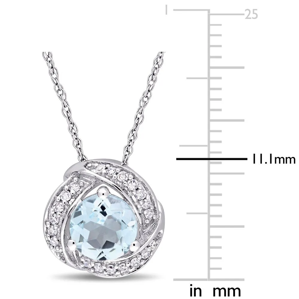 Miadora 10k White Gold Sky-Blue Topaz and 1/10ct TDW Diamond Swirl Halo Necklace sold by Zulily product image thumbnail 4