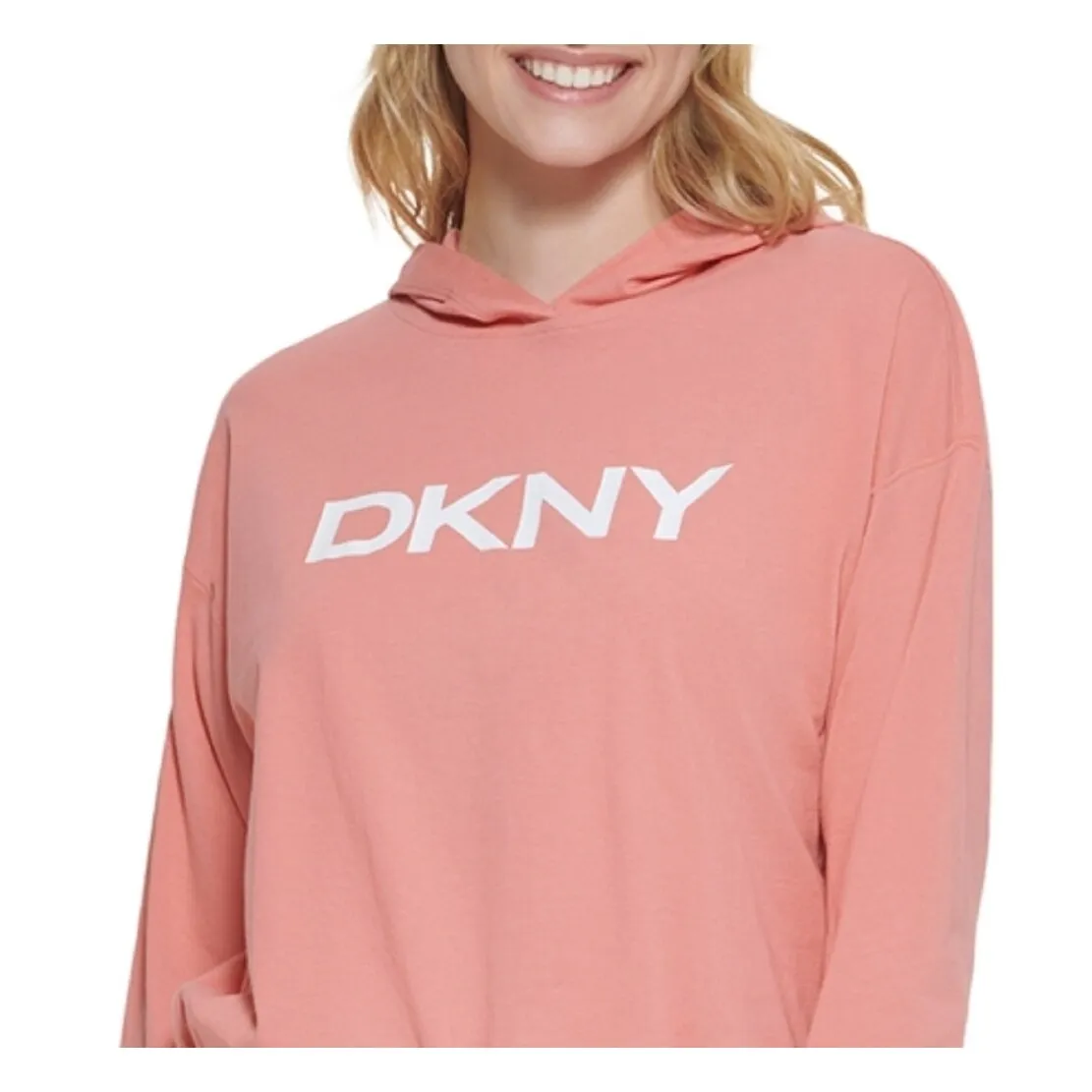DKNY Women's Bungee Waist Cotton Logo Hoodie Red Size X-Small sold by Zulily product image thumbnail 2