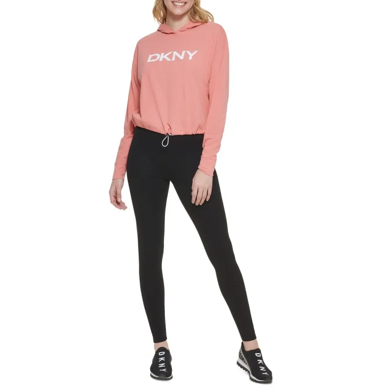 DKNY Women's Bungee Waist Cotton Logo Hoodie Red Size X-Small made by DKNY