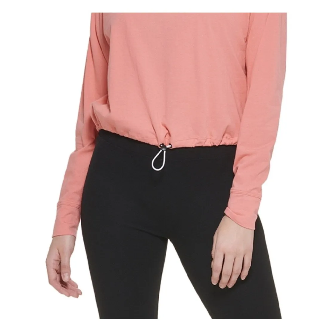 DKNY Women's Bungee Waist Cotton Logo Hoodie Red Size X-Small sold by Zulily product image thumbnail 3