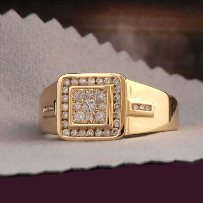 De Couer 10k Yellow Gold 1/2ct TDW Diamond Men's Cluster Ring sold by Zulily