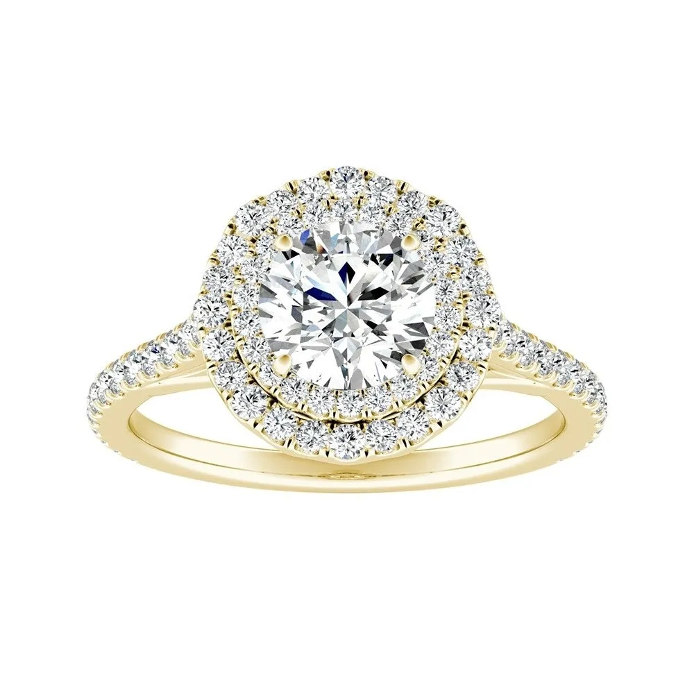 Auriya 14k Gold 4ct Moissanite Halo Diamond Engagement Ring 1/2ctw sold by Zulily product image thumbnail 2