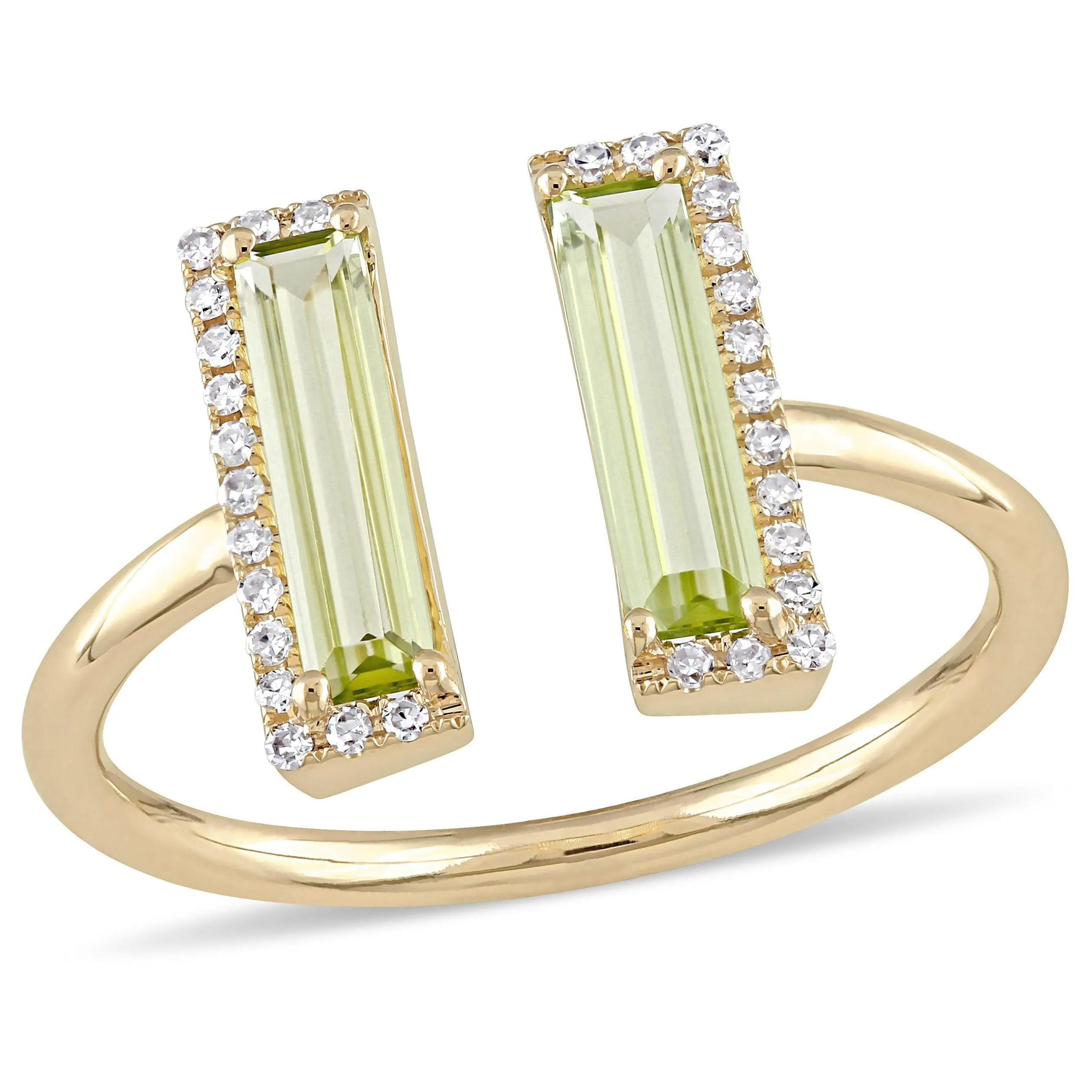 Miadora 1ct TGW Peridot and 1/10ct Diamond Open Ring in 14k Yellow Gold sold by Zulily