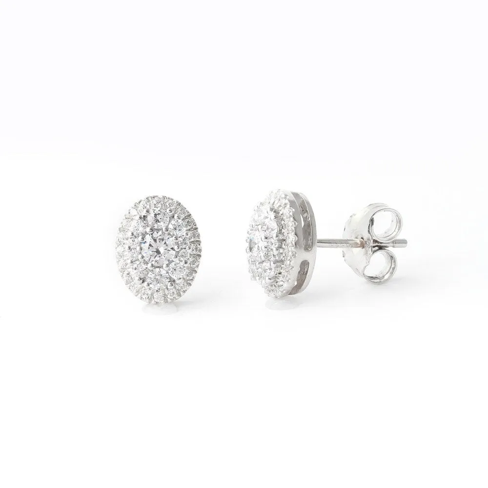 1/2ct TDW Diamond Oval Shape Halo Stud Earrings in 10k Gold by De Couer sold by Zulily product image thumbnail 3