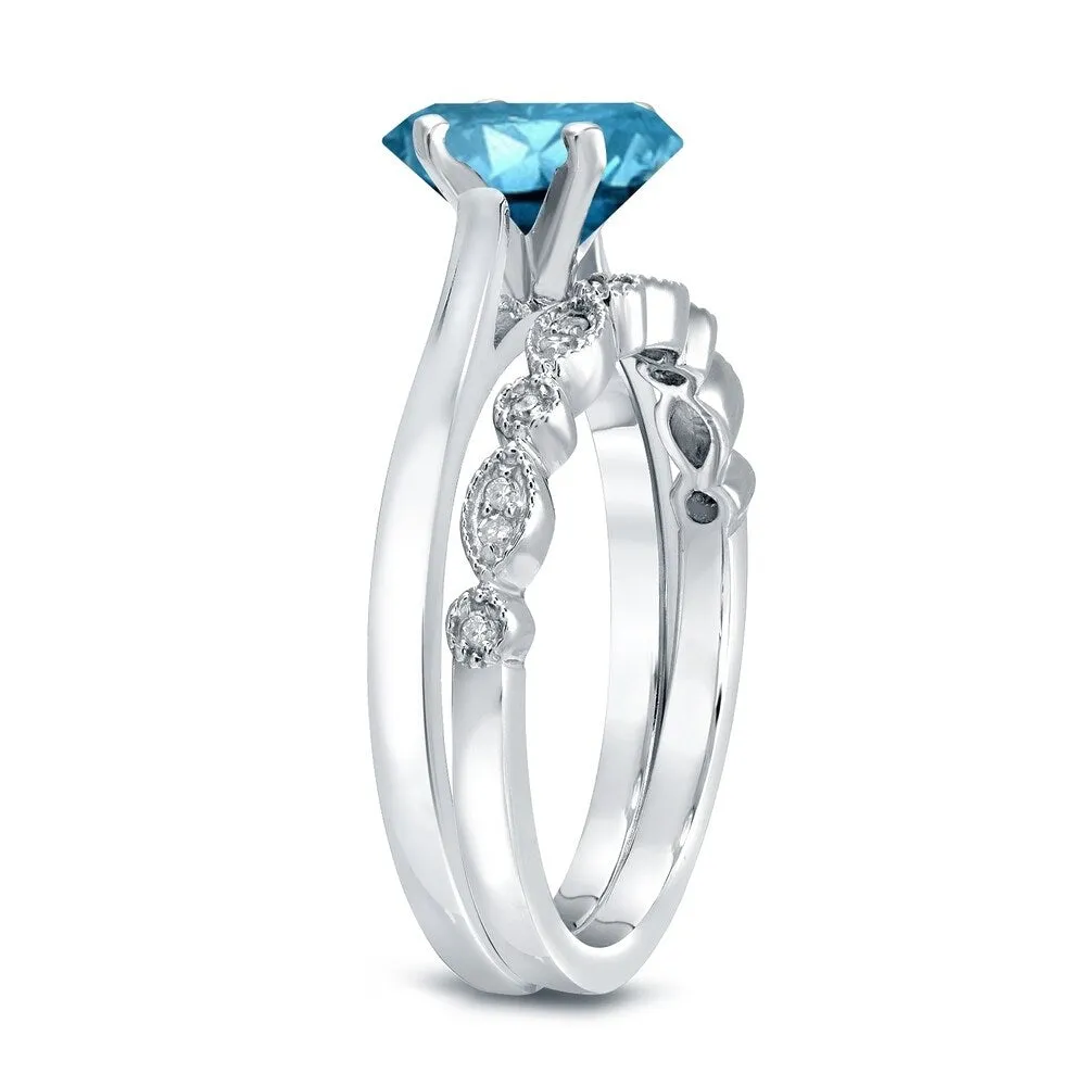 Auriya Vintage Stackable 1/2ctw Solitaire Blue Diamond Engagement Ring Set 14K Gold sold by Zulily product image thumbnail 4