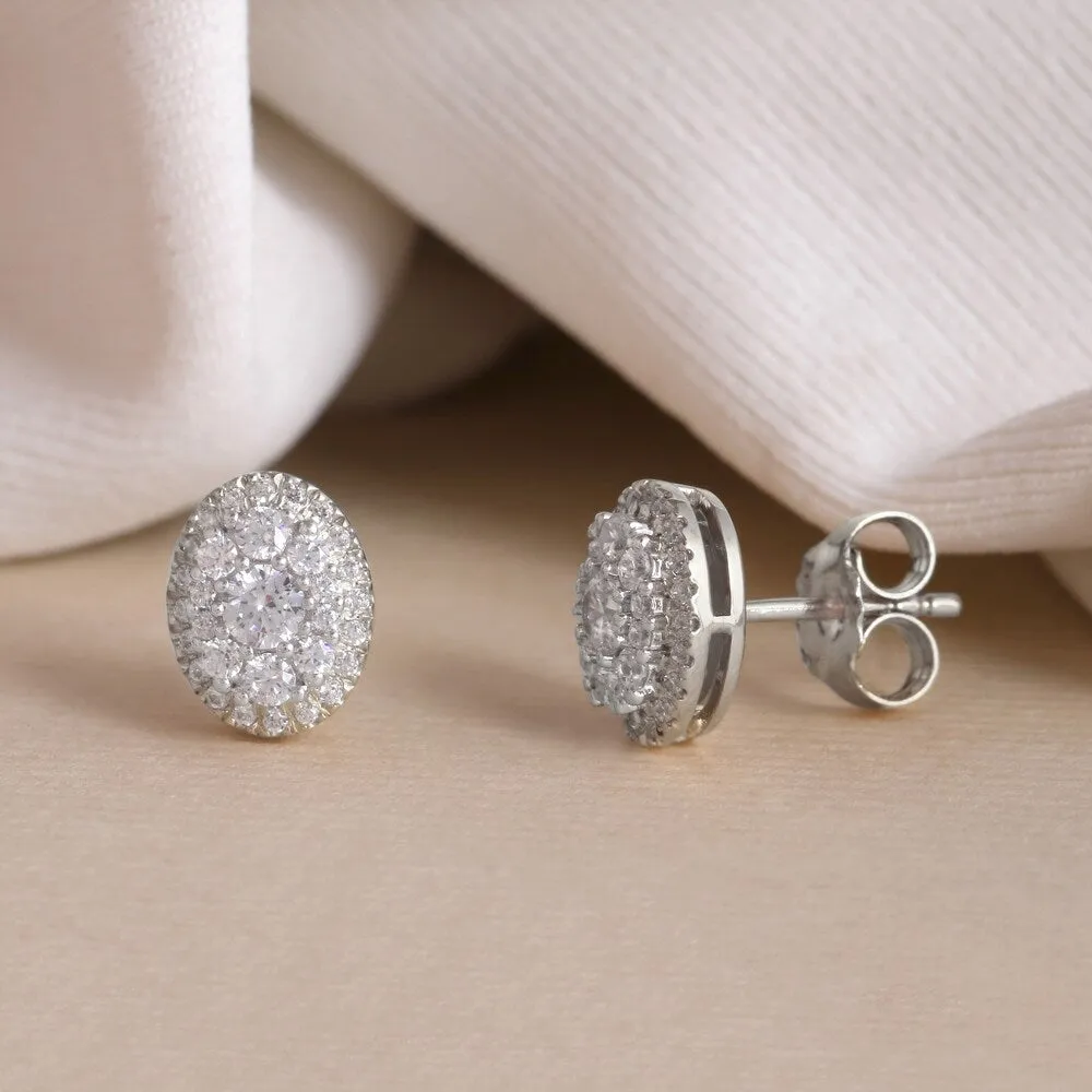1/2ct TDW Diamond Oval Shape Halo Stud Earrings in 10k Gold by De Couer sold by Zulily