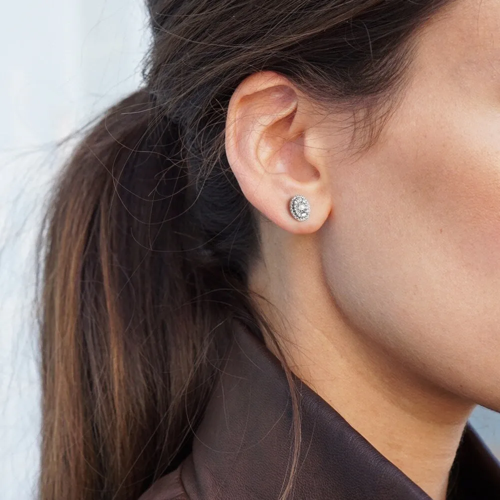 1/2ct TDW Diamond Oval Shape Halo Stud Earrings in 10k Gold by De Couer sold by Zulily product image thumbnail 2