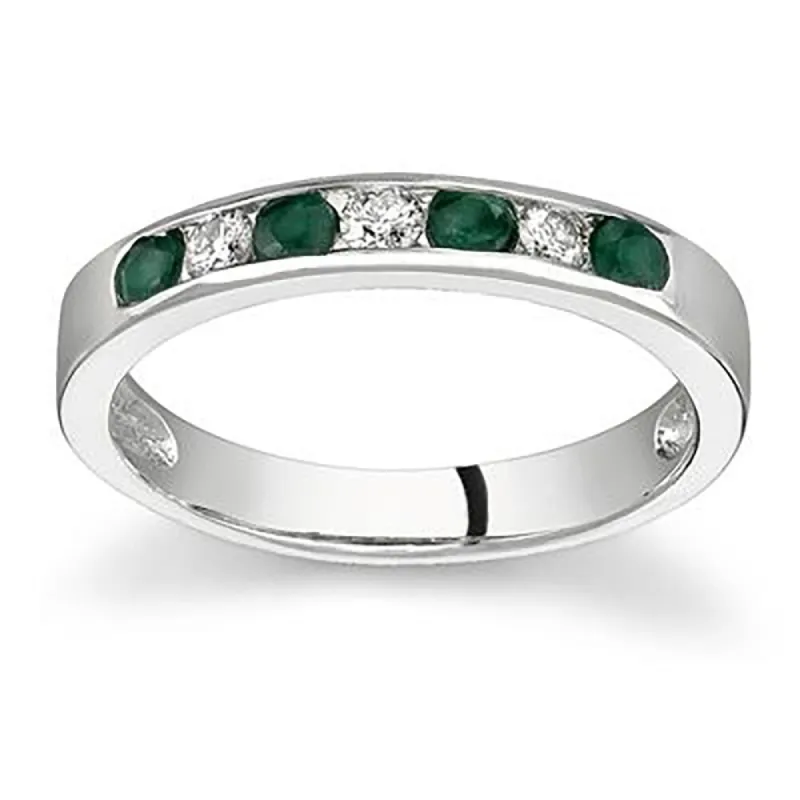 Emerald and Diamond Stackable Channel Ring sold by Zulily