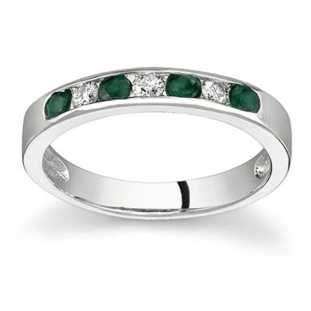 Emerald and Diamond Stackable Channel Ring sold by Zulily