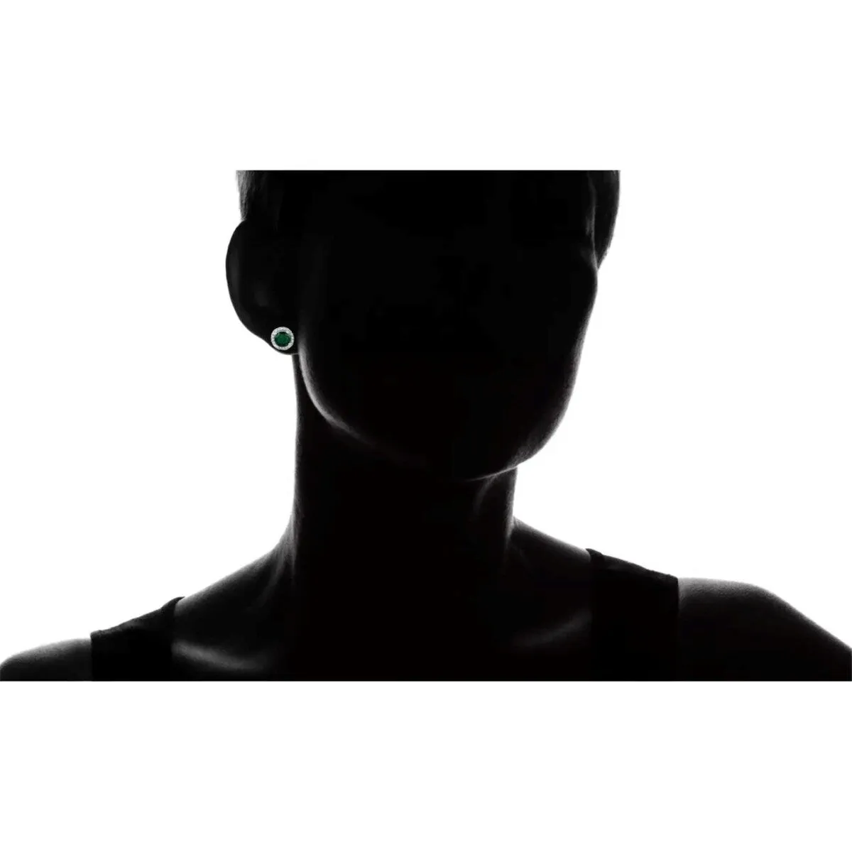 925 Sterling Silver Halo Round Cut Emerald Stud Earrings sold by Zulily product image thumbnail 4