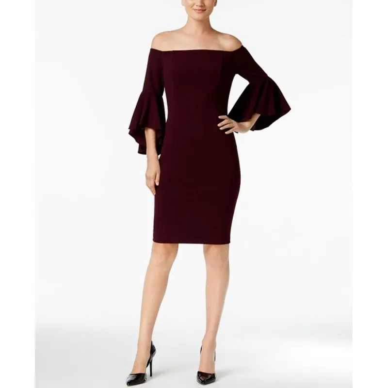 Calvin Klein Women's Off the Shoulder Sheath Dress -Red- Size 6 Petite sold by Zulily