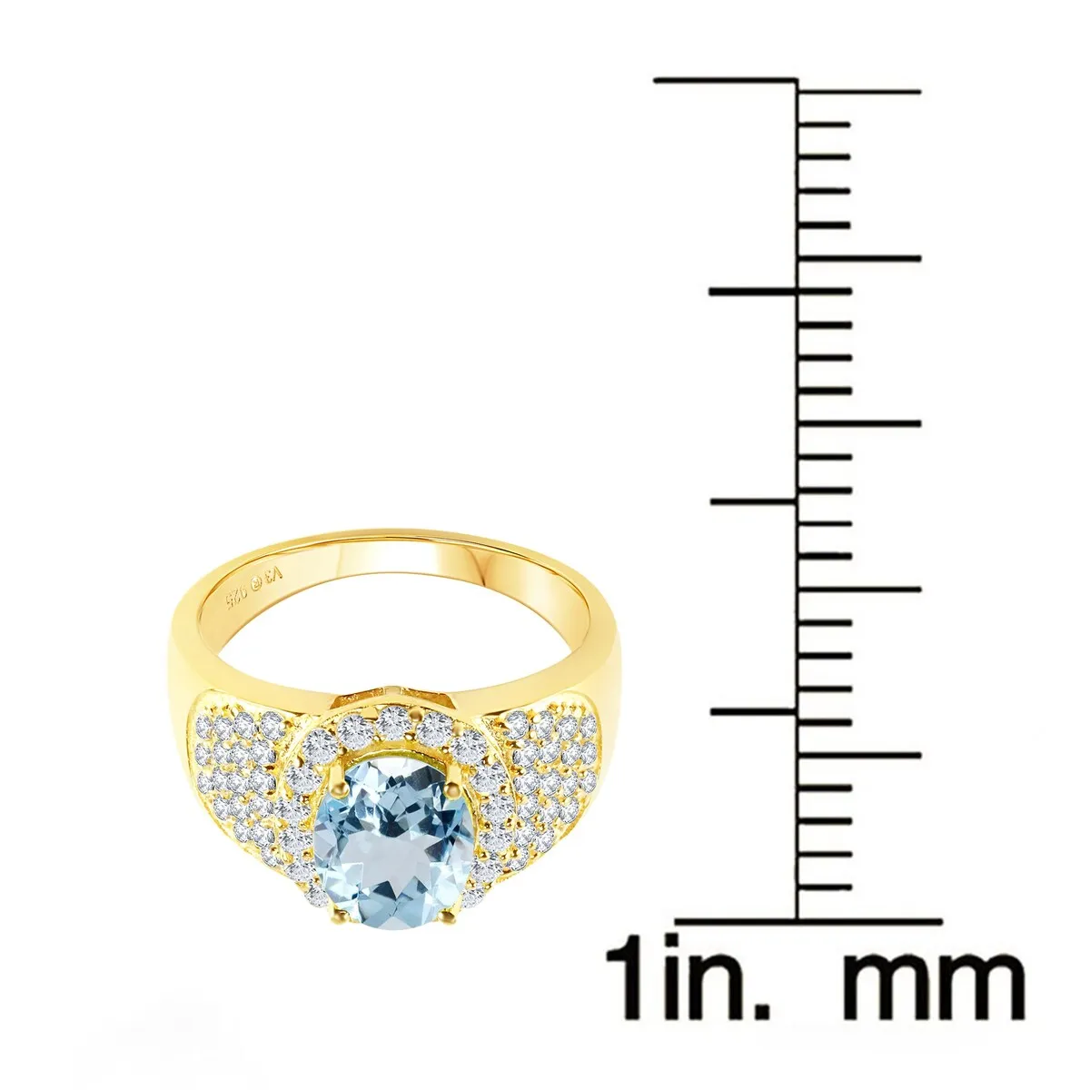 Gold Over Sterling Silver with Natural Aquamarine and White Topaz Ring sold by Zulily product image thumbnail 3