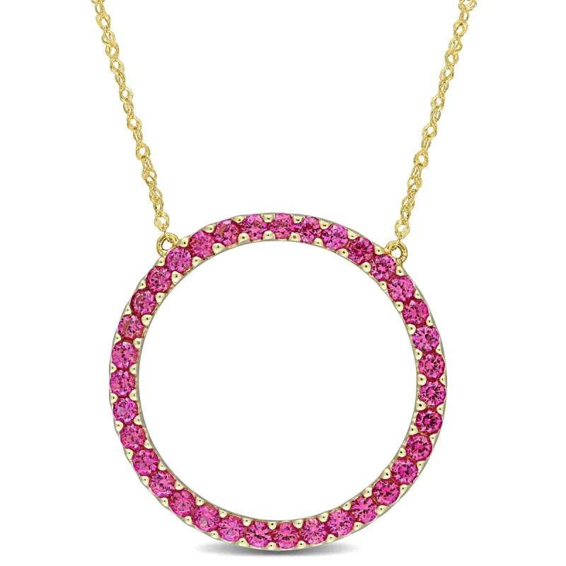 Miadora 10k Yellow Gold Created Ruby Circle of Life Birthstone Necklace sold by Zulily