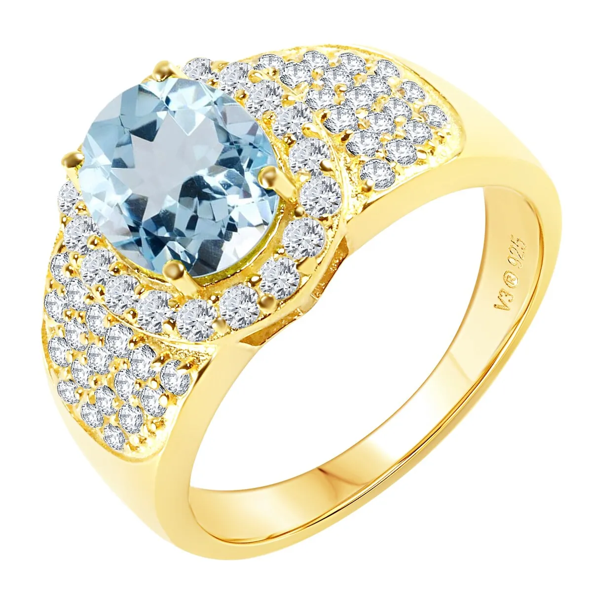 Gold Over Sterling Silver with Natural Aquamarine and White Topaz Ring sold by Zulily product image thumbnail 2