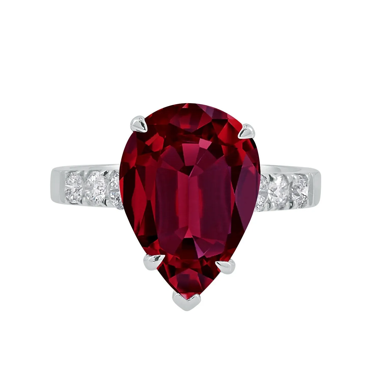 Auriya 7 1/6ct Pear-cut Red Ruby and Diamond Ring 3/8cttw 18K Gold sold by Zulily product image thumbnail 2