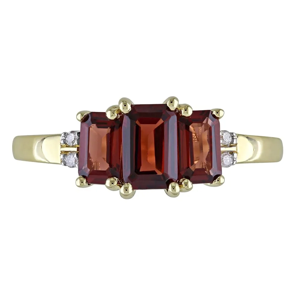 Miadora 10k Yellow Gold Garnet and Diamond 3-stone Ring sold by Zulily product image thumbnail 4