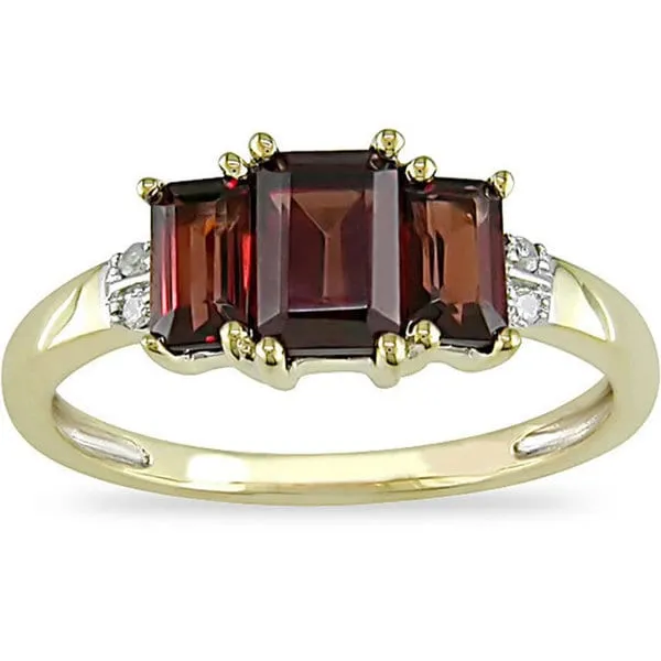 Miadora 10k Yellow Gold Garnet and Diamond 3-stone Ring sold by Zulily product image thumbnail 5