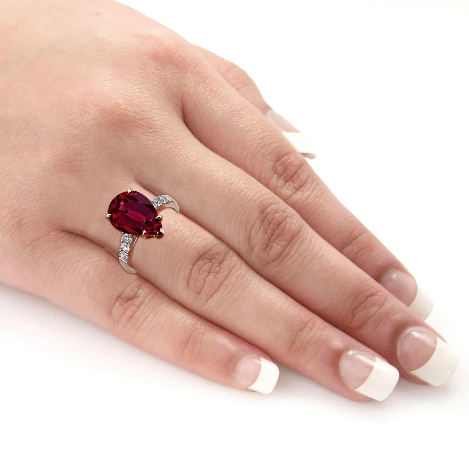 Auriya 7 1/6ct Pear-cut Red Ruby and Diamond Ring 3/8cttw 18K Gold sold by Zulily product image thumbnail 5